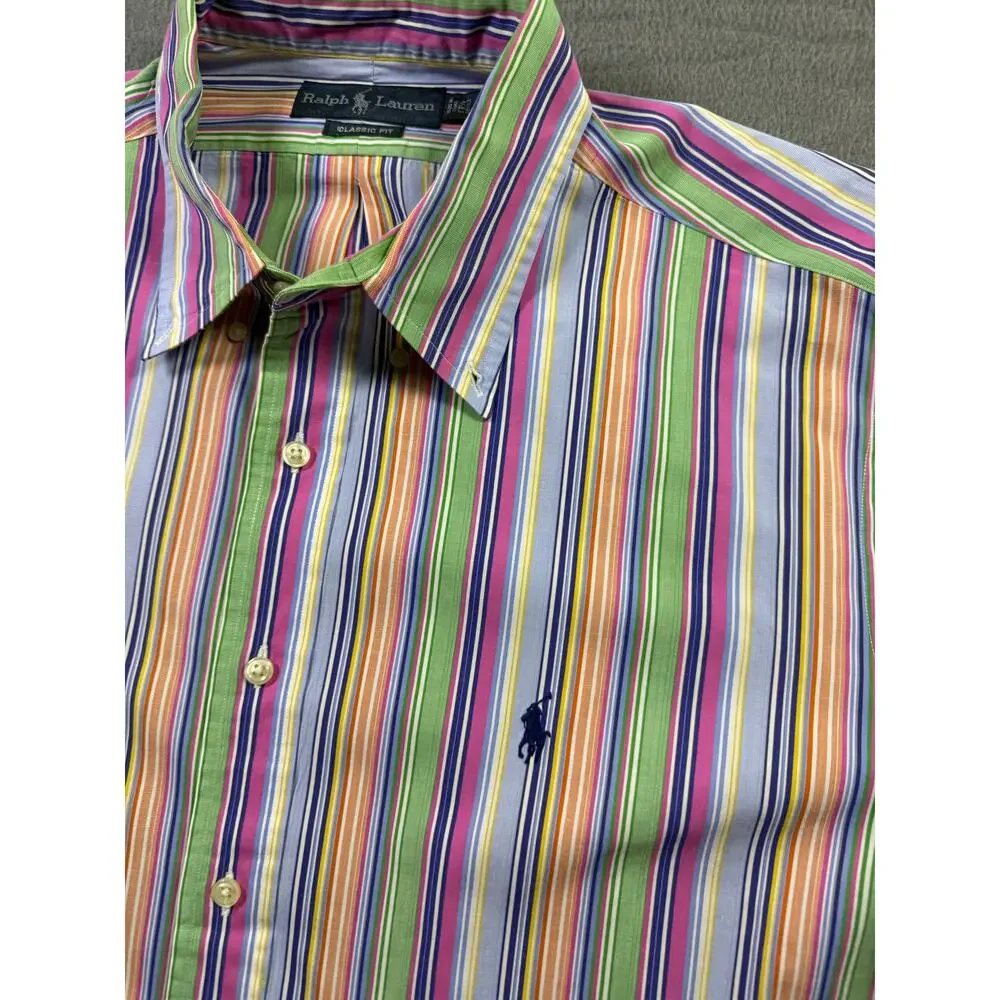 Ralph Lauren Classic Fit Long Sleeve Button Down Shirt Striped XL 17 1/2 (32-33)